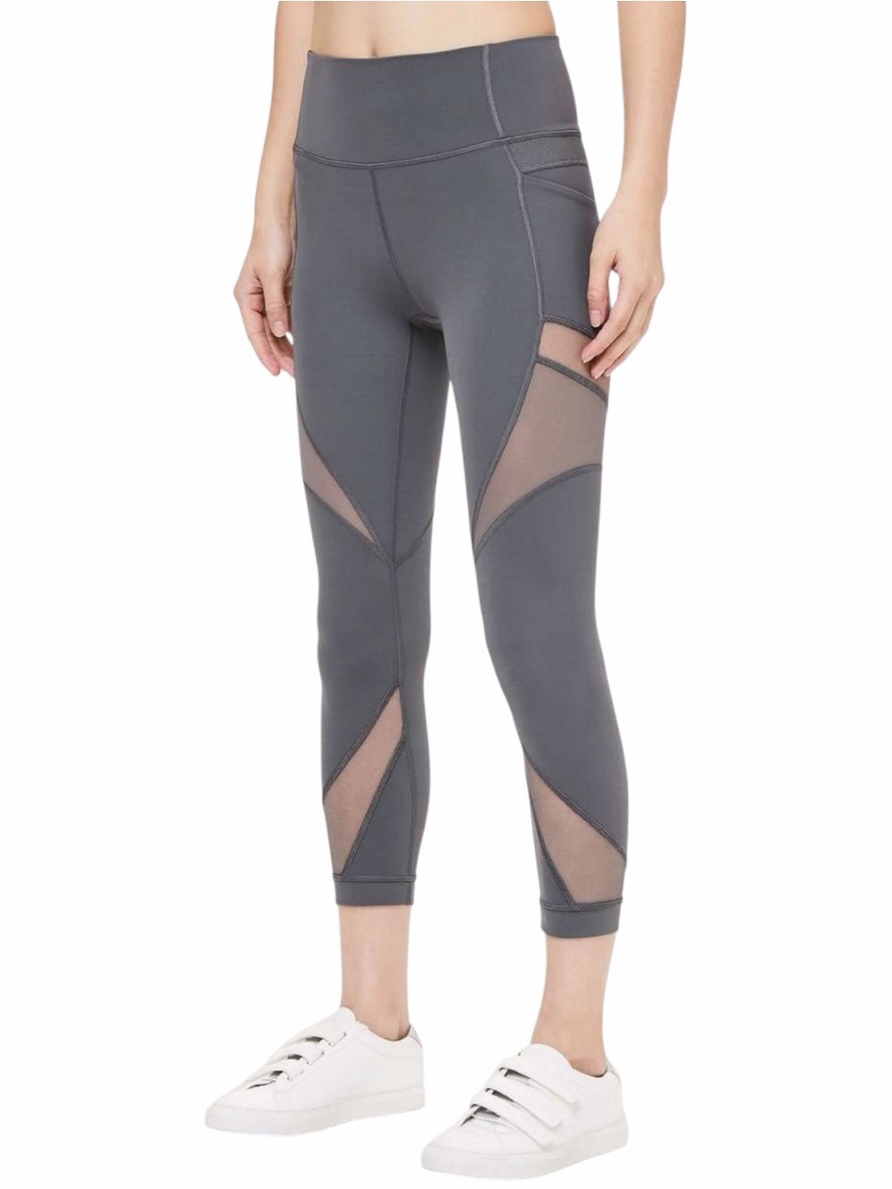 Lululemon “Mesh In Motion” Gray Crop Leggings